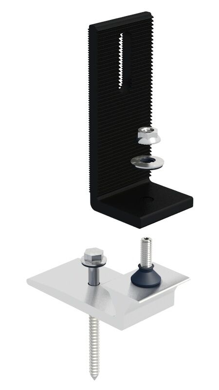 IronRidge KO Tile Replacement Base (Incl. 1 L-Foot (Black), 1 Lag and Hardware)